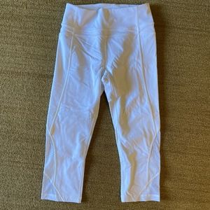 White Lululemon Leggings with Lace/Mesh Detail
